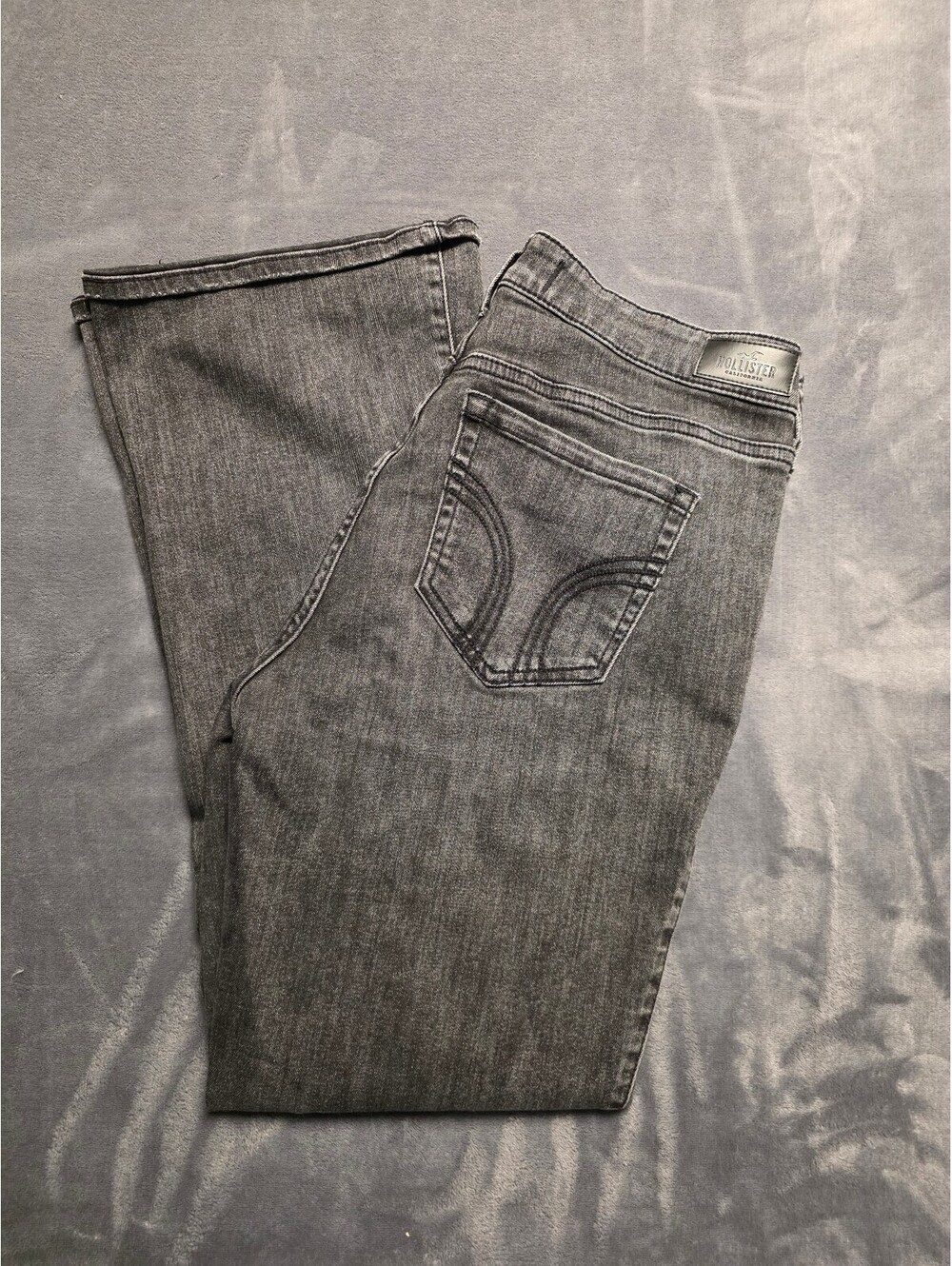 • Hollister Womens Curvy Mid-Rise Boot Jeans Washed Black 14R W32 Regular